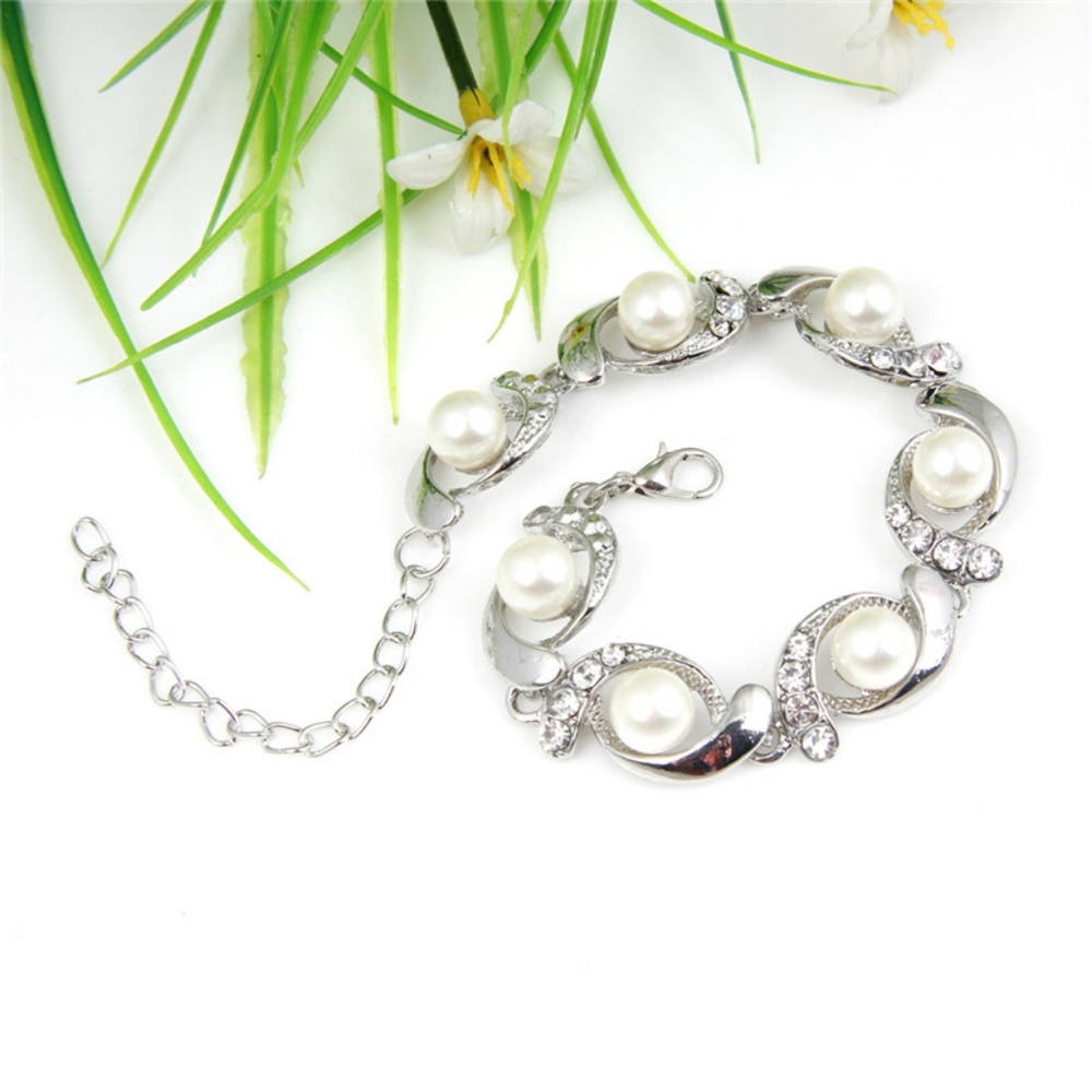 New Imitation Pearl Trendy Adjustable Silver Color Bracelet